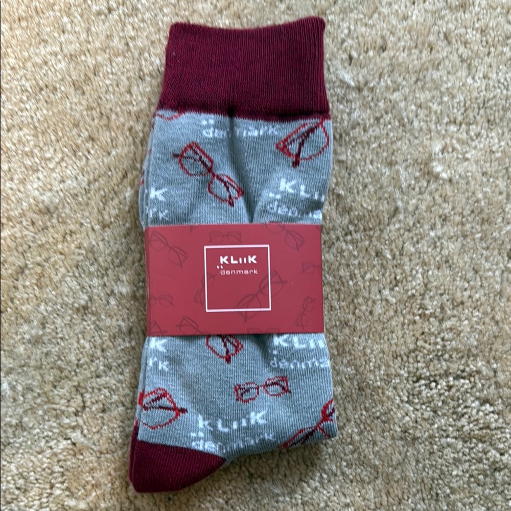 Men's Gray and Red Socks